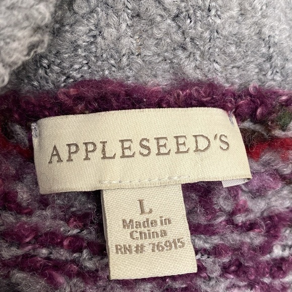 Appleseeds checker Cardigan Womens jewel tones chunky knit Grandpa Sweater L - Picture 4 of 8